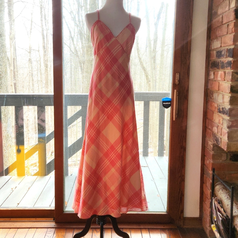 Polo Ralph Lauren halter maxi dress in pink plaid, size 6